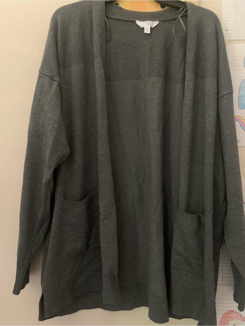 Time and Tru Dark Gray Open-Front Women's Cardigan